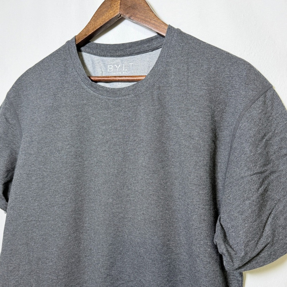 BYLT Basics Lux Blend T-Shirt Mens Large Charcoal Heather Grey Short Sleeve Tee